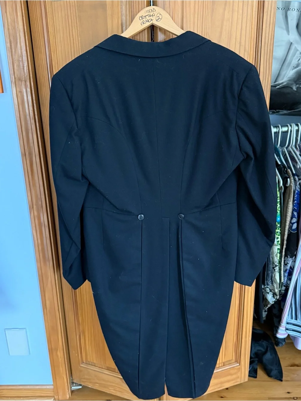 Vintage Black Wool Tailcoat Tux Jacket Varsity-Town Formal Men’s 40 Eveningwear